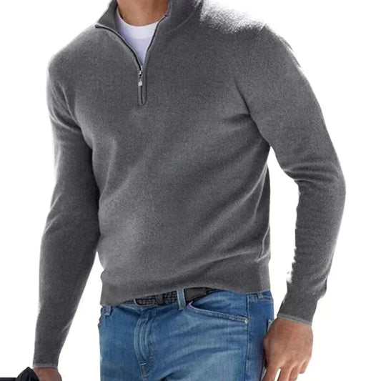 Pull Homme Col Zippé Classique