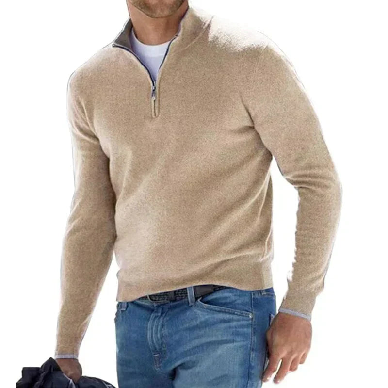 Pull Homme Col Zippé Classique