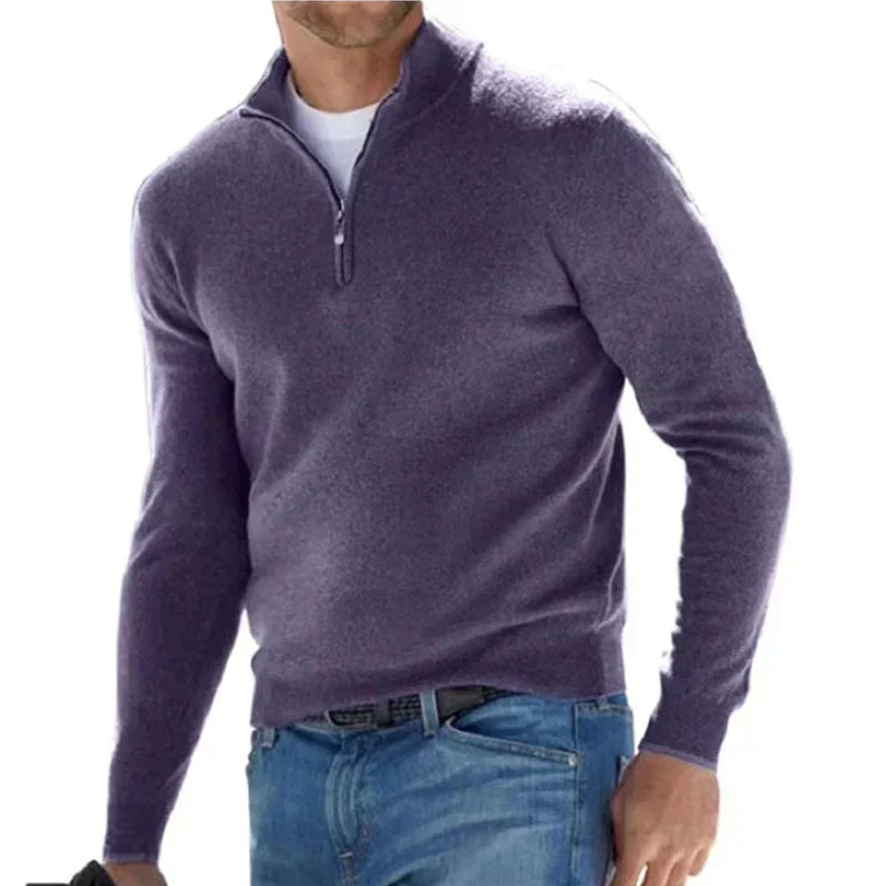 Pull Homme Col Zippé Classique