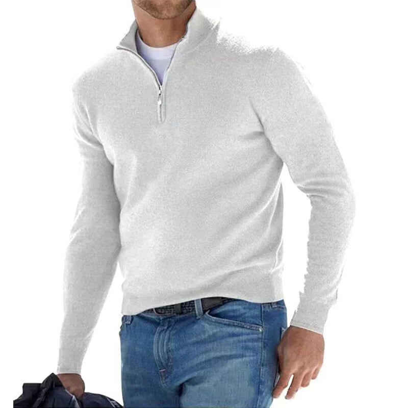 Pull Homme Col Zippé Classique