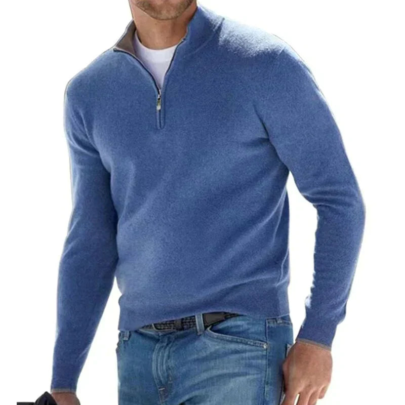 Pull Homme Col Zippé Classique