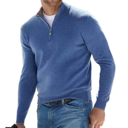 Pull Homme Col Zippé Classique