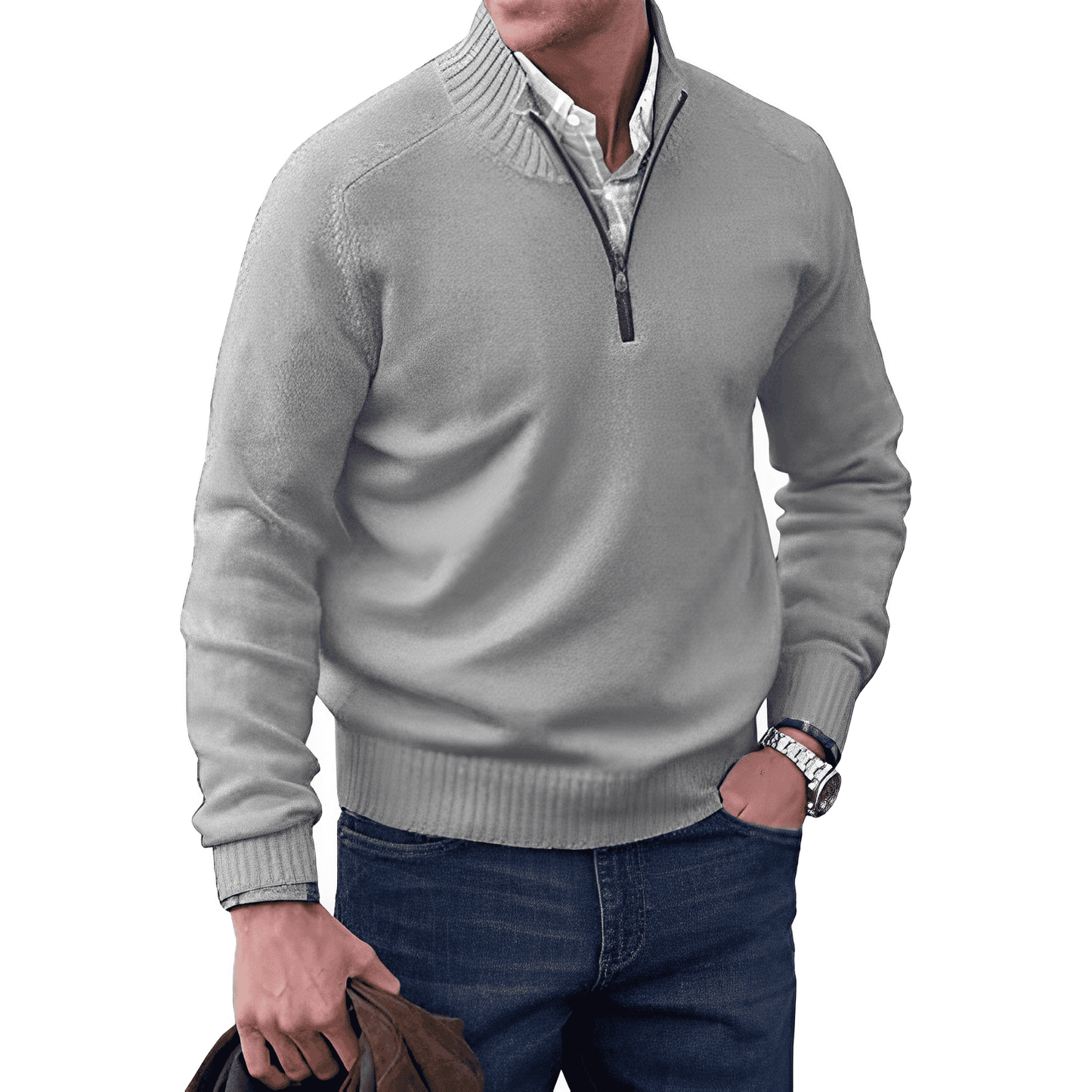 Pull Homme Col Montant Cachemire