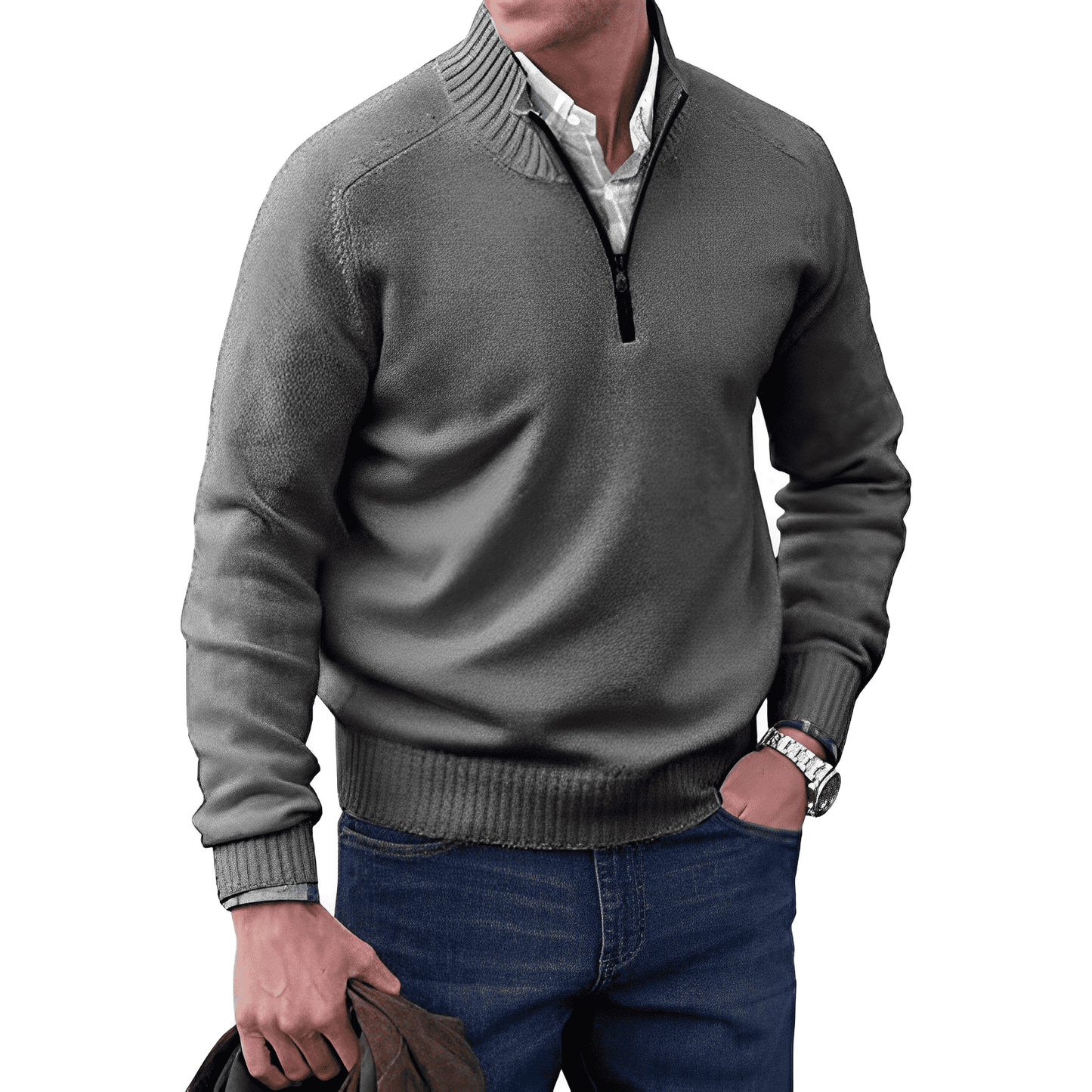 Pull Homme Col Montant Cachemire
