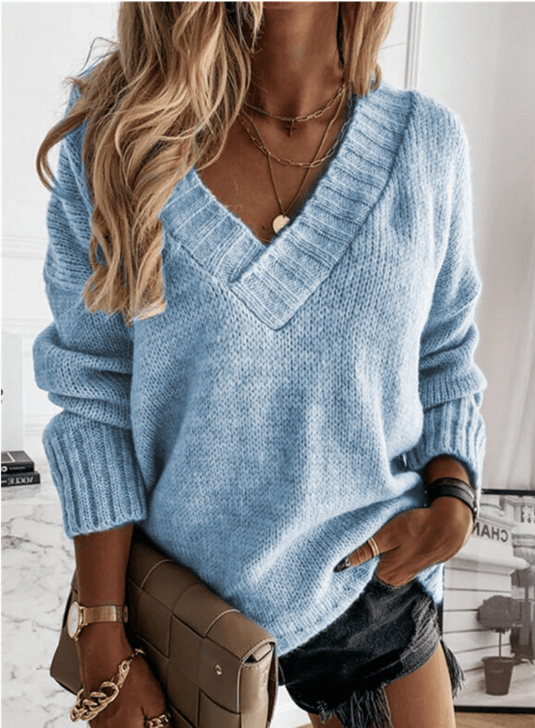 Pull Femme Col V Chic